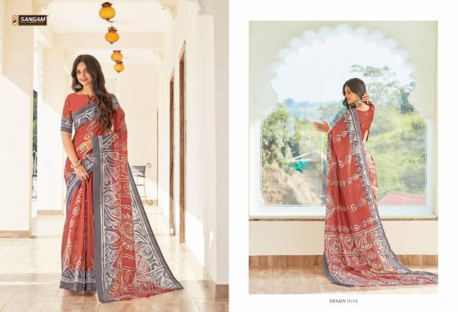 Sangam Belliza Designer Fancy Casual Wear Printed Cotton Saree Collection
